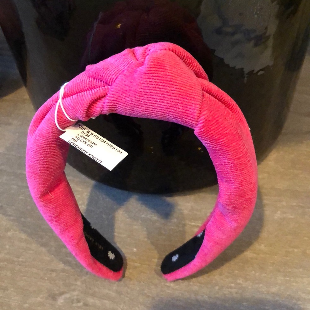 New Lele Sadoughi pink corduroy headband
